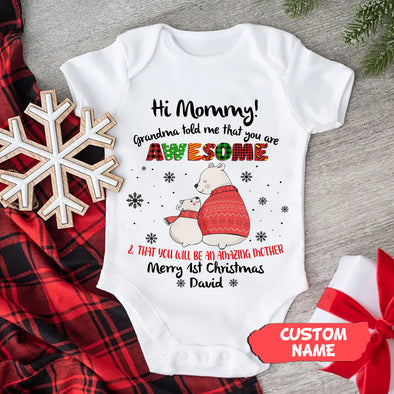 Personalized Gift For Mommy Grandma Told Me That You Are Awesome Baby Onesie - PP - AV2810222