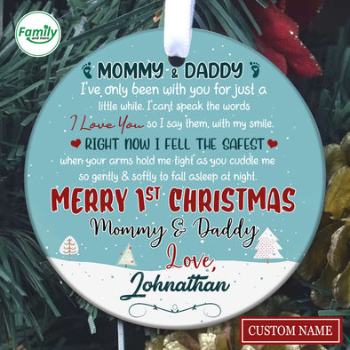 Personalized Gift For Future Daddy & Mommy Right Now I Feel The Safest Ornament_PP_AV0111223