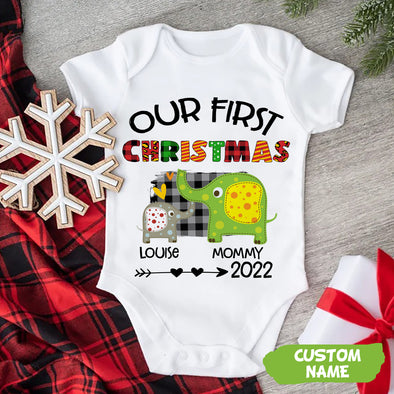 Personalized Gift For Mommy Our First Christmas Baby Onesie PP - AV02112212