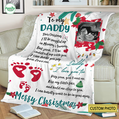 Personalized Gift For Future Daddy I Can Hardly Wait To Be In Your Arms Blanket - PP - AV2909222