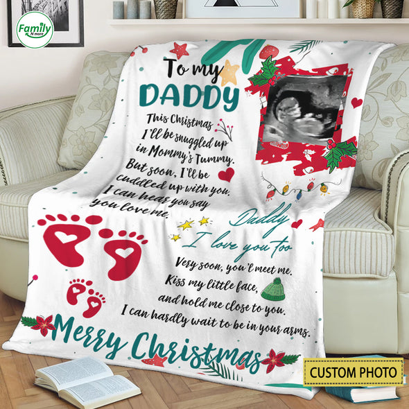 Personalized Gift For Future Daddy I Can Hardly Wait To Be In Your Arms Blanket - PP - AV2909222