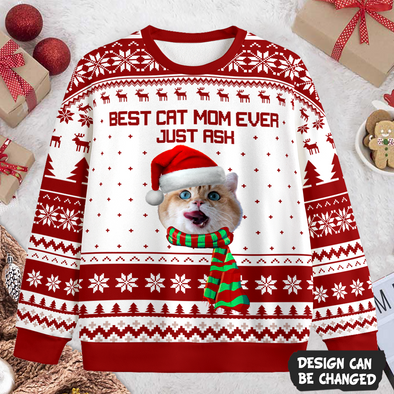Custom Cat's Face Gift For Cat Lovers Ugly Sweater PP - AV2211222