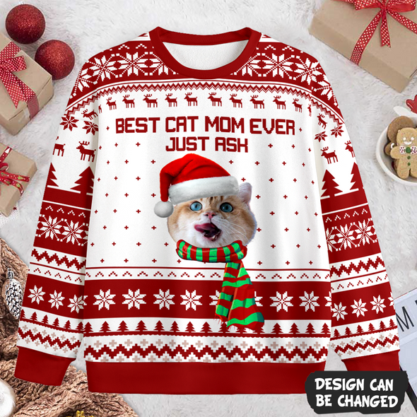 Custom Cat's Face Gift For Cat Lovers Ugly Sweater PP - AV2211222