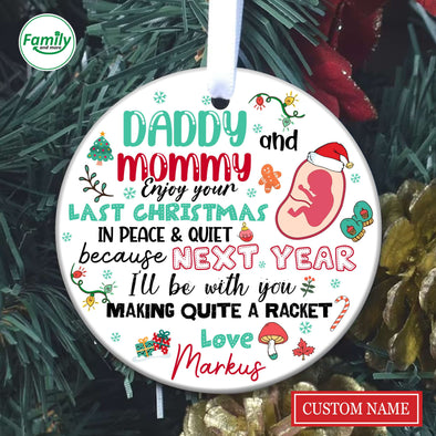 Personalized Gift For Future Mommy & Daddy I'll Be With You Making Quite A Racket Ornament PP - AV2810223