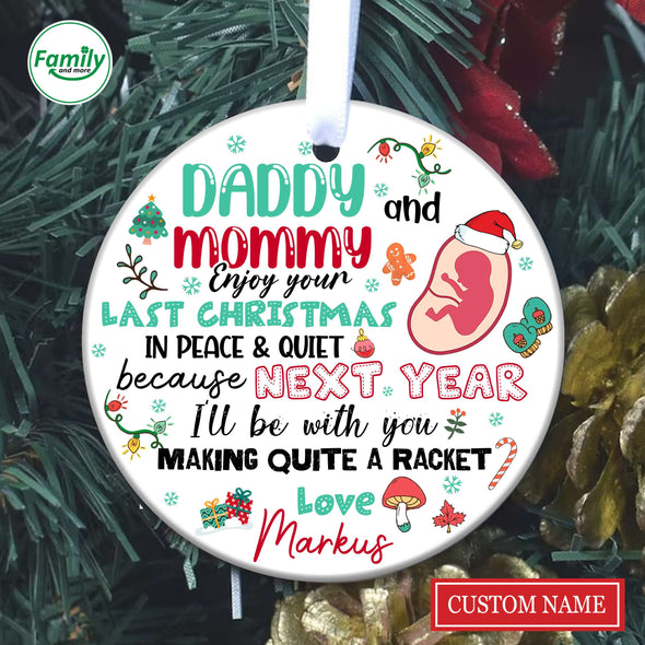 Personalized Gift For Future Mommy & Daddy I'll Be With You Making Quite A Racket Ornament PP - AV2810223