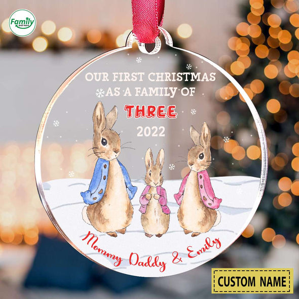 Personalized Gift For Daddy And Mommy Our First Christmas As A Family Of Three 2022 Ornament-PP-AV0111221