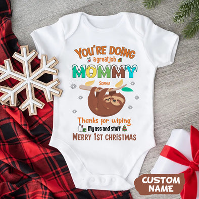 Personalized Gift For Future Mommy Thanks For Wiping My Ass And Stuff Baby Onesie PP - AV1011223