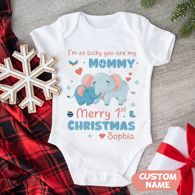 Personalized Gift For Future Mommy I'm So Lucky You Are My Mommy Baby Onesie PP - AV14112211