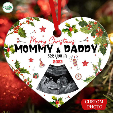 Personalized Gift For Future Mommy & Daddy See You In 2023 Heart Ornament PP - AV1211222