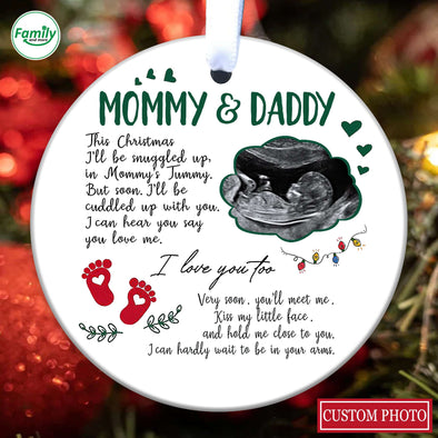 Personalized Gift For Future Daddy & Mommy I Love You Too Ornament_PP_AV0311223
