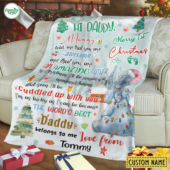 Personalized Gift For Daddy And Mommy This Christmas I'll Be Snuggled Up In Mommy's Tummy Blanket - PP - AV2511223