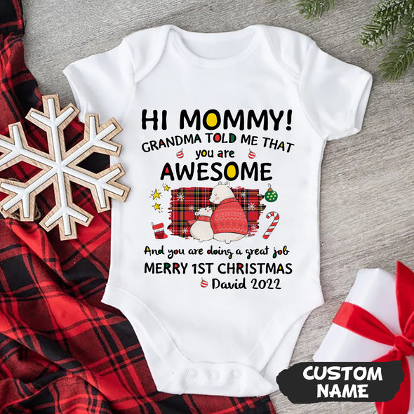 Personalized Gift For Future Mommy Grandma Told Me That You Are Awesome Baby Onesie_PP_AV0911224