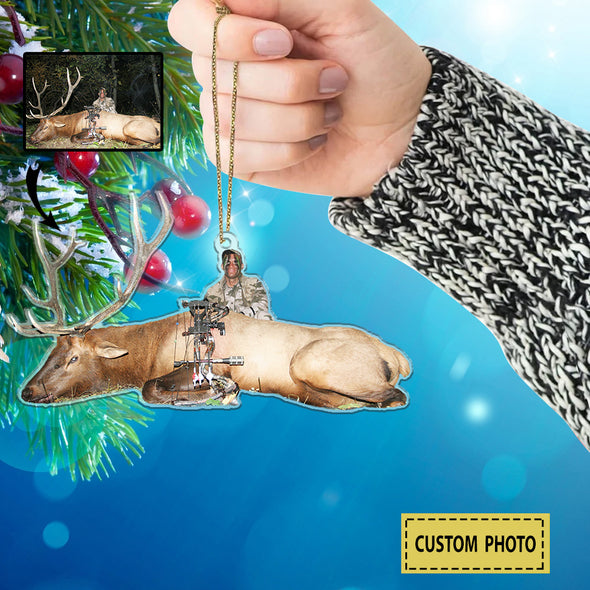 Personalized Gift For Hunting Lovers - Gift For Elk Hunting - Custom Hunting Lovers Momment Photo Christmas Ornament LHT-LTT251122
