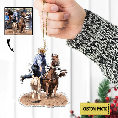 Personalized Gift For Horse Lovers - Gift For Calf Roping - Custom Horse Lovers Momment Photo Christmas Ornament LHT-LTT251122