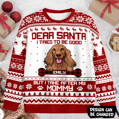 Personalized Gift For Cat And Dog Lovers, Dear Santa I Tried To Be Good Christmas Ugly Sweater PP-AV2511224