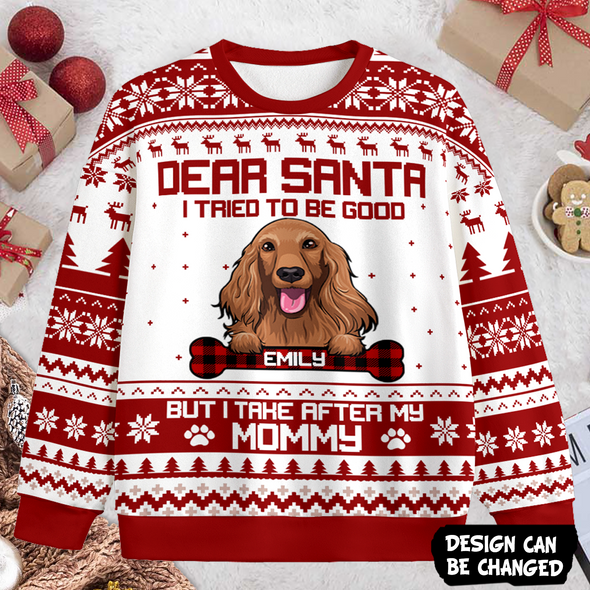 Personalized Gift For Cat And Dog Lovers, Dear Santa I Tried To Be Good Christmas Ugly Sweater PP-AV2511224