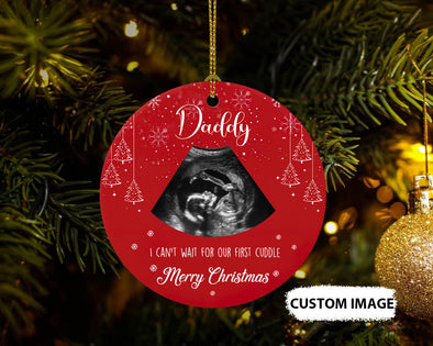 Personalized Gift For Daddy I Can't Wait For Our First Cuddle Merry Christmas Ornament - pp