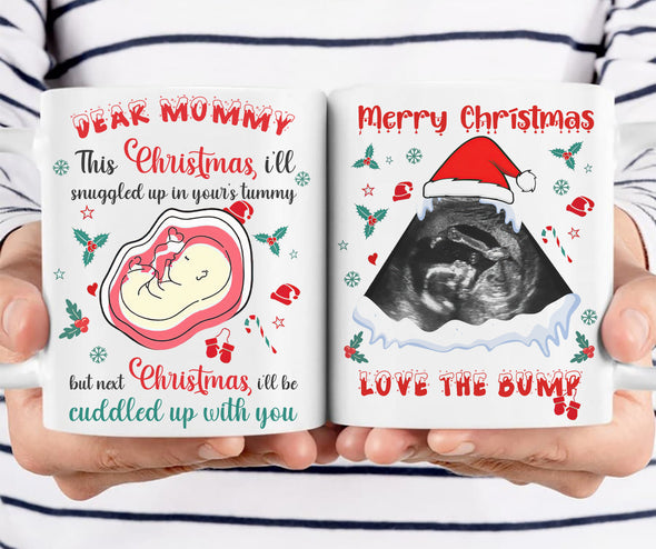 Personalized Gift For Mommy This Christmas I'll Be Snuggled Up In Your's Tummy Mugs - kv