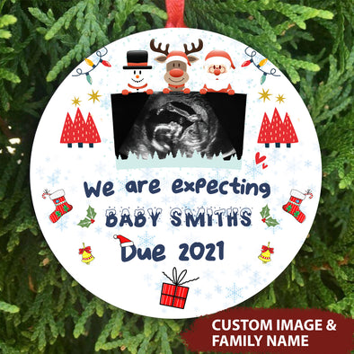 Personalized Gift For Wife We Are Expecting Baby Smiths Due 2021 Ornament - pp