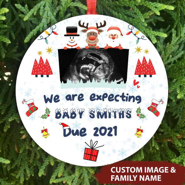 Personalized Gift For Wife We Are Expecting Baby Smiths Due 2021 Ornament - pp