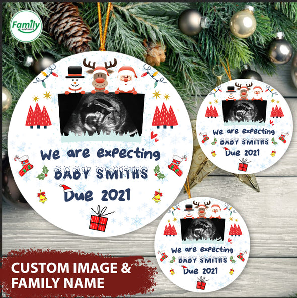 Personalized Gift For Wife We Are Expecting Baby Smiths Due 2021 Ornament - pp