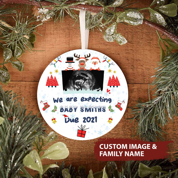 Personalized Gift For Wife We Are Expecting Baby Smiths Due 2021 Ornament - pp