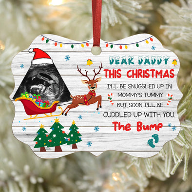Personalized Gifr For Daddy This Christmas I'll Be Snuggled Up In Mommy's Tummy Ornament