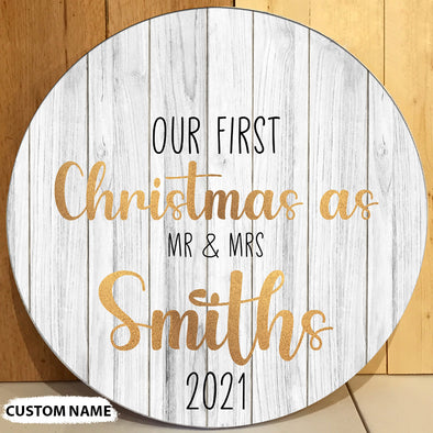 Gift For Couple Our first Christmas As Mr & Mrs 2021 Door Hanger - Kv