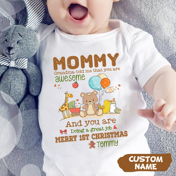 Personalized Gift For Mommy Grandma Told Me That You Are Awesome Baby Onesie PP - AV0811228