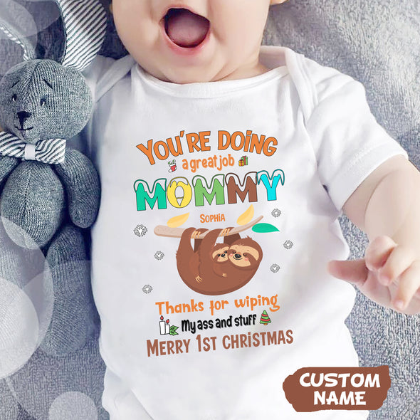 Personalized Gift For Future Mommy Thanks For Wiping My Ass And Stuff Baby Onesie PP - AV1011223
