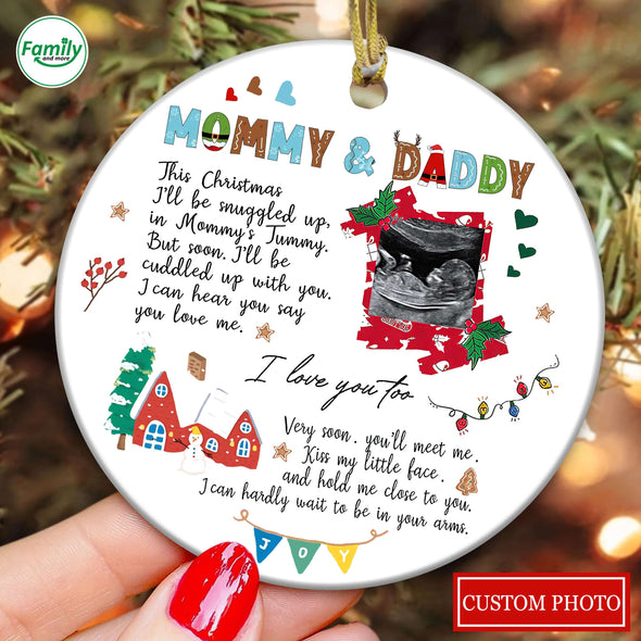 Personalized Gift For Future Mommy And Daddy I Can Hear You Say You Love Me Ornament PP - AV09112214