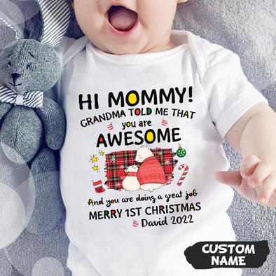 Personalized Gift For Future Mommy Grandma Told Me That You Are Awesome Baby Onesie_PP_AV0911224