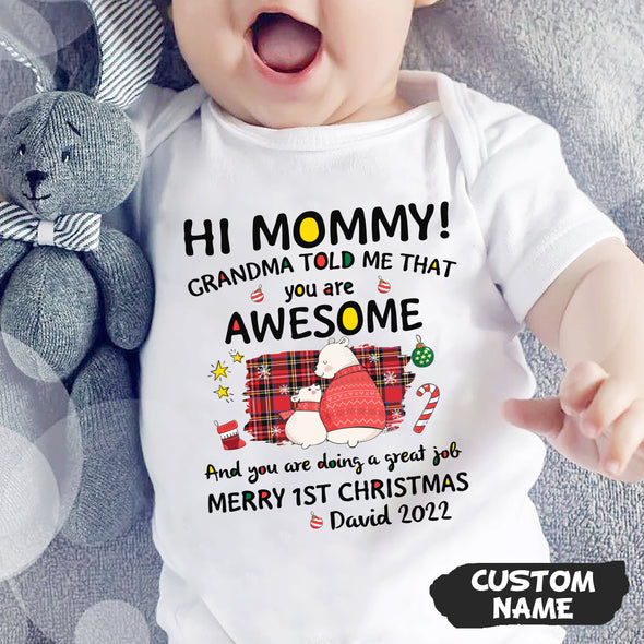 Personalized Gift For Future Mommy Grandma Told Me That You Are Awesome Baby Onesie_PP_AV0911224