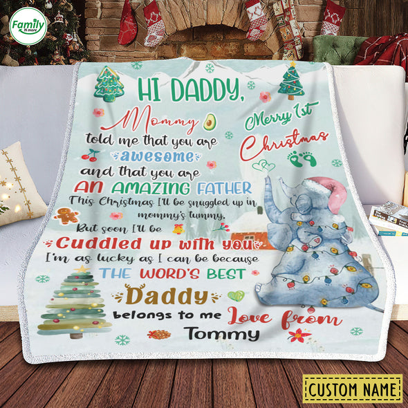 Personalized Gift For Daddy And Mommy This Christmas I'll Be Snuggled Up In Mommy's Tummy Blanket - PP - AV2511223