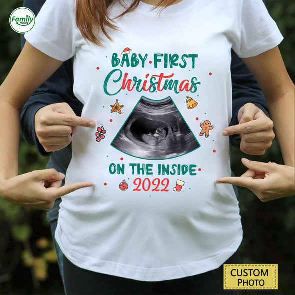 Personalized Gift For Future Mommy Baby First Christmas On The Inside T-Shirt - PP-AV2309222