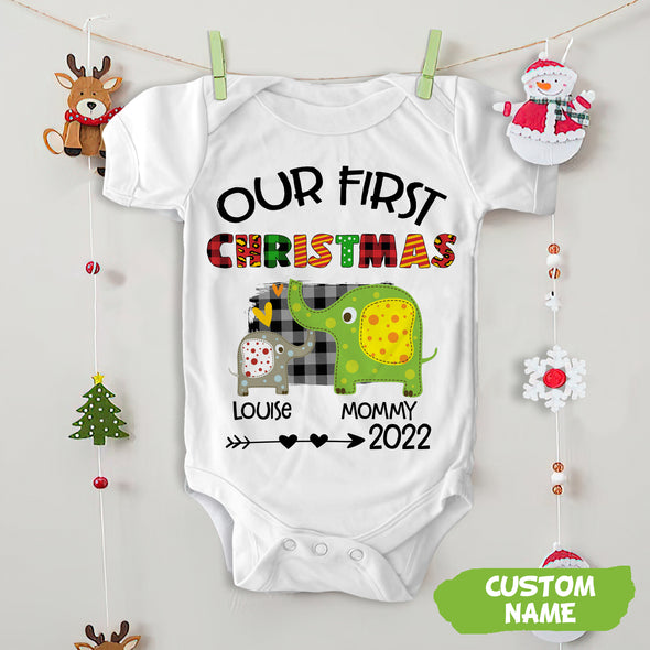 Personalized Gift For Mommy Our First Christmas Baby Onesie PP - AV02112212