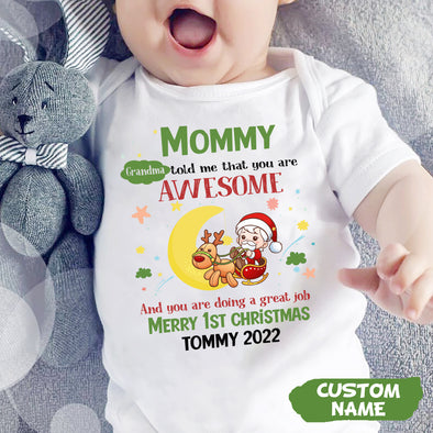 Personalized Gift For Future Mommy Grandma Told Me That You Are Awesome Baby Onesie_PP_AV08112216