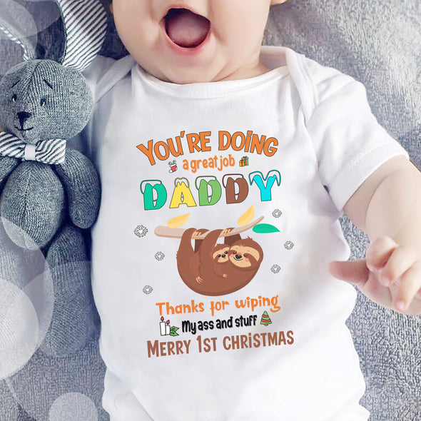 Gift For Daddy Thanks For Wiping My Ass And Stuff Baby Onesie - PP-AV2411224