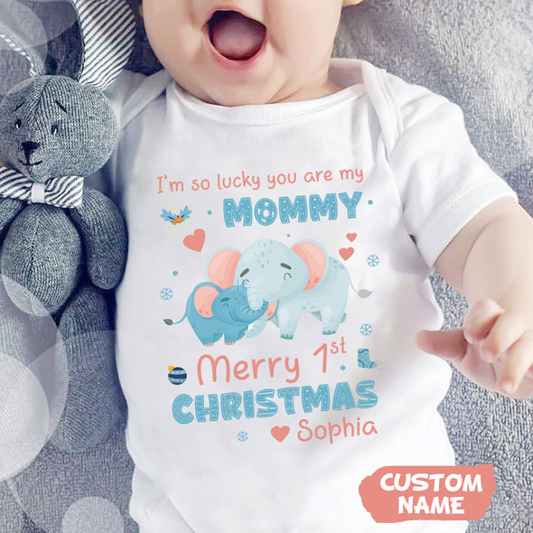 Personalized Gift For Future Mommy I'm So Lucky You Are My Mommy Baby Onesie PP - AV14112211