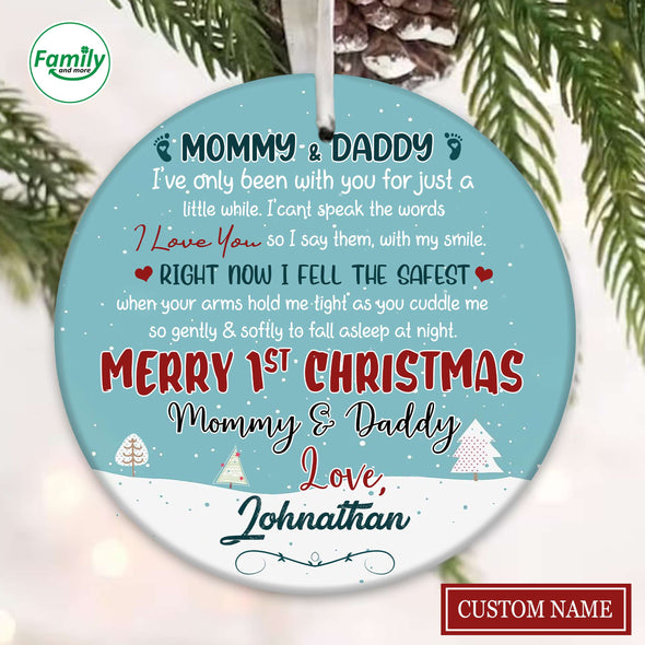 Personalized Gift For Future Daddy & Mommy Right Now I Feel The Safest Ornament_PP_AV0111223
