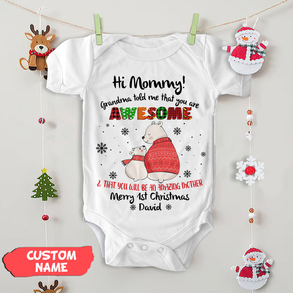 Personalized Gift For Mommy Grandma Told Me That You Are Awesome Baby Onesie - PP - AV2810222
