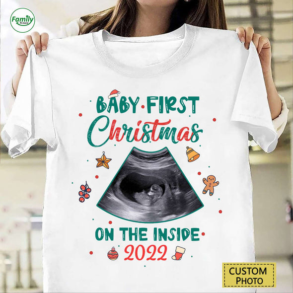 Personalized Gift For Future Mommy Baby First Christmas On The Inside T-Shirt - PP-AV2309222