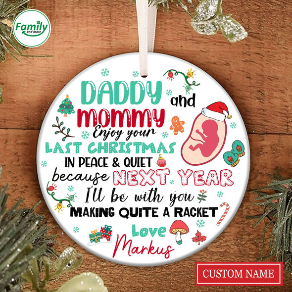 Personalized Gift For Future Mommy & Daddy I'll Be With You Making Quite A Racket Ornament PP - AV2810223