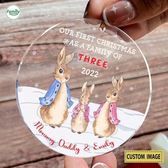 Personalized Gift For Daddy And Mommy Our First Christmas As A Family Of Three 2022 Ornament-PP-AV0111221