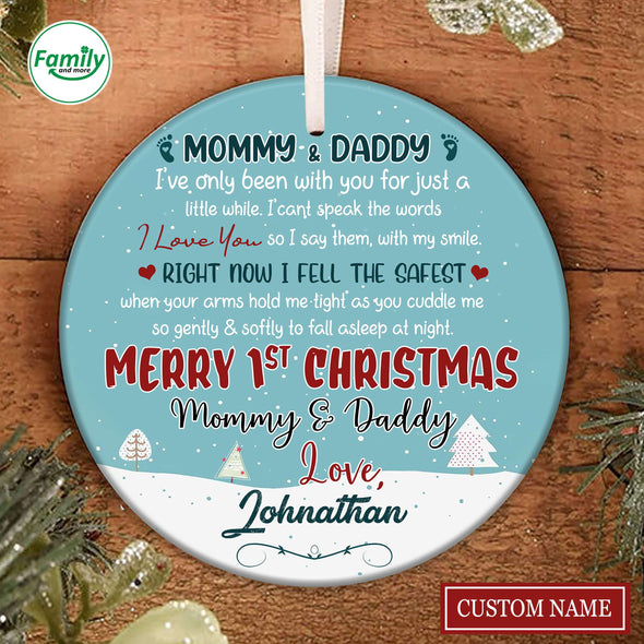 Personalized Gift For Future Daddy & Mommy Right Now I Feel The Safest Ornament_PP_AV0111223
