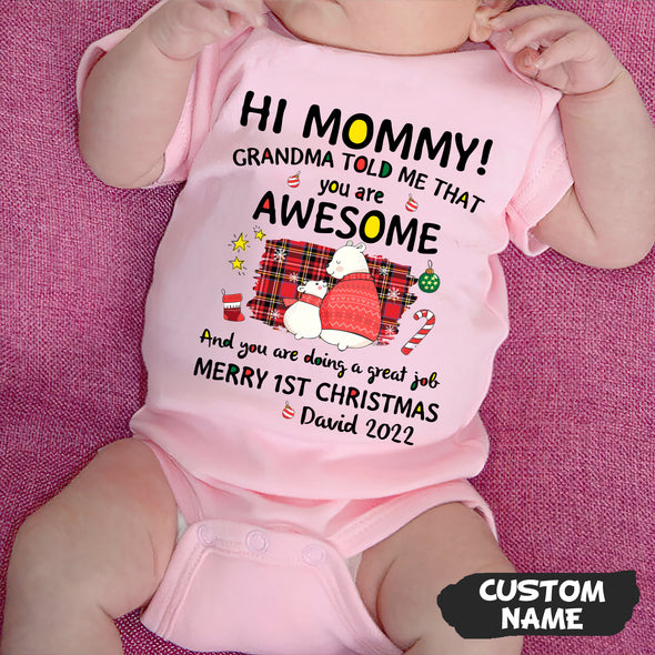Personalized Gift For Future Mommy Grandma Told Me That You Are Awesome Baby Onesie_PP_AV0911224