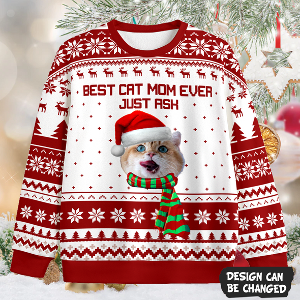 Custom Cat's Face Gift For Cat Lovers Ugly Sweater PP - AV2211222