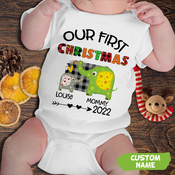 Personalized Gift For Mommy Our First Christmas Baby Onesie PP - AV02112212