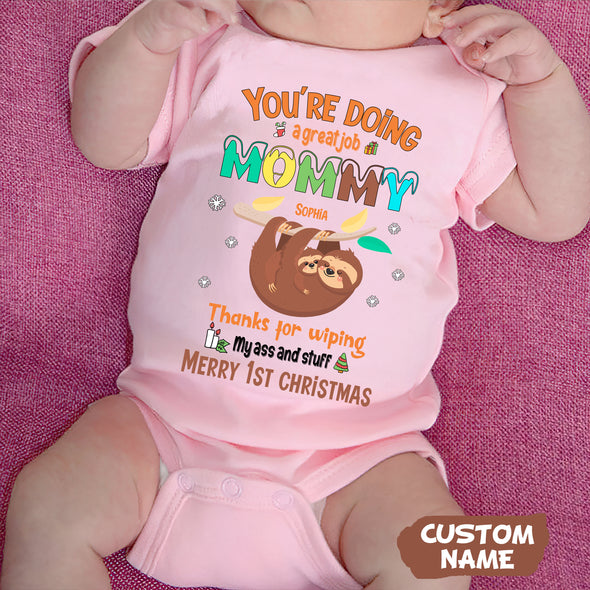 Personalized Gift For Future Mommy Thanks For Wiping My Ass And Stuff Baby Onesie PP - AV1011223