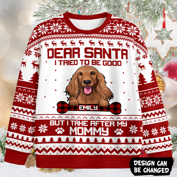 Personalized Gift For Cat And Dog Lovers, Dear Santa I Tried To Be Good Christmas Ugly Sweater PP-AV2511224